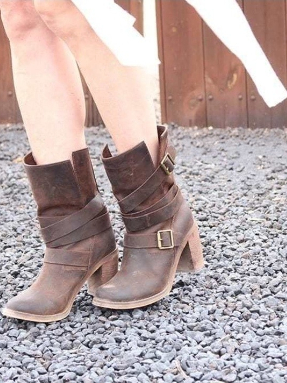 Jeffrey Campbell Ibiza Leather France Wrap Strap Heel Boots Size 11